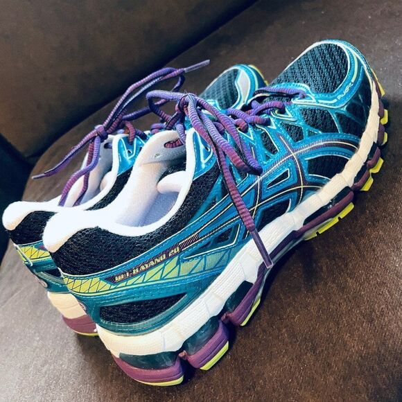 NEW ASICS GEL KAYANO 20 Black Blue Purple Lime 9 US Medium Width - Picture 12 of 14